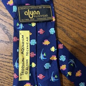 Alynn "Tropical Aquarium" Theme 100% Silk Neck Tie USA Colorful Fish